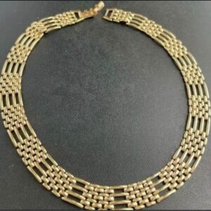 Signed Napier Vintage Gold Tone Mesh Chain Necklace